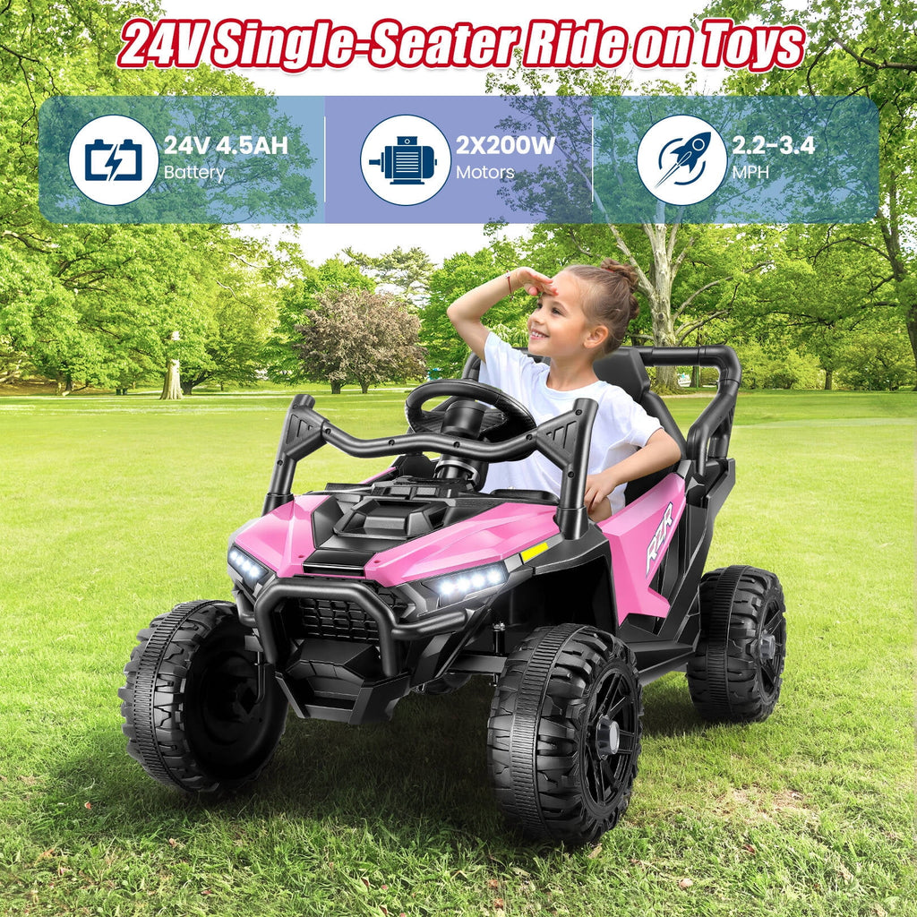 VIBESPARK 24V Ride on Toys for Kids, Ride on Cars with Remote Control, Powered Ride on Electric Car w/ Bluetooth, Music Player, LED Lights, Blue
