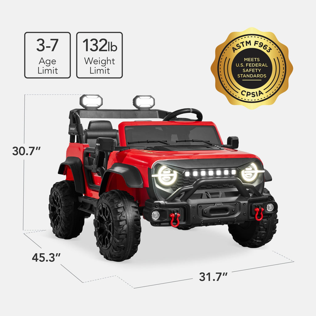 Best Choice Products Kids 24V 2-Seater Electric Ride-On Car Truck w/ Parent Control, Bluetooth, LED Lights - Red