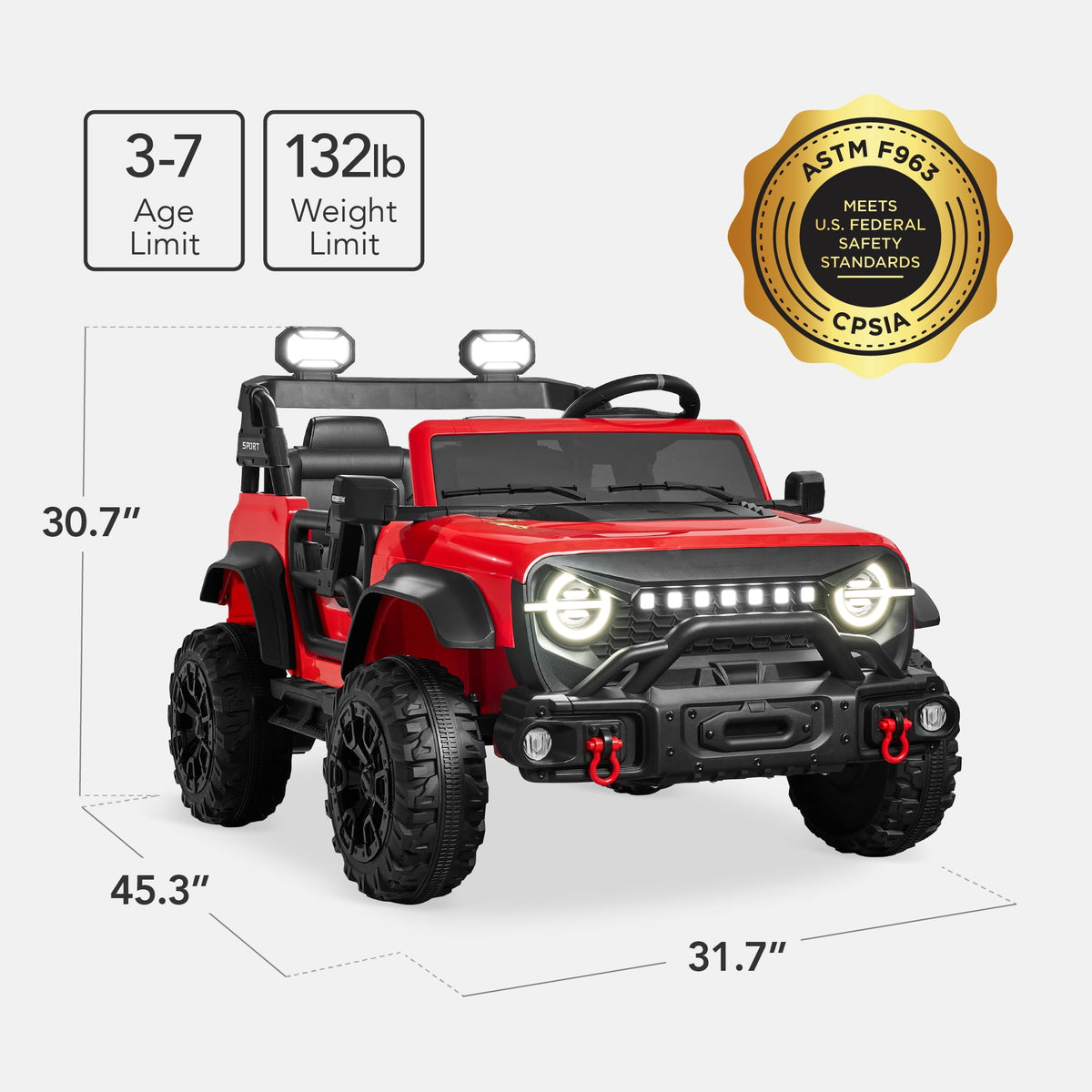 Best Choice Products Kids 24V 2-Seater Electric Ride-On Car Truck w/ Parent Control, Bluetooth, LED Lights - Red
