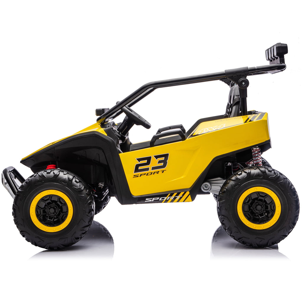 Sunnyfree 24V Ride on Toys 2 Seater UTV for Kids, 4WD 800W Electric Car with Parent Remote Control, LED Lights, Bluetooth Music, Roll Cage, Black