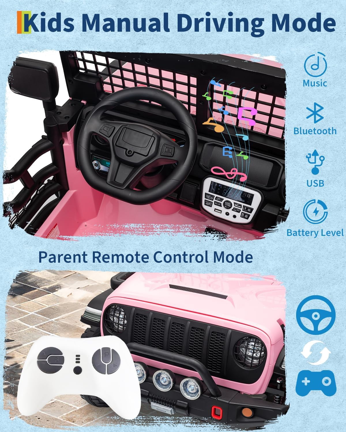 24V 2-Seater Electric Ride-On Car, 2x200W Motors, Parent Remote Control, 4-Wheel Shock Absorbers, 1.8-4 MPH, Bluetooth, LED Lights, 132 Lbs