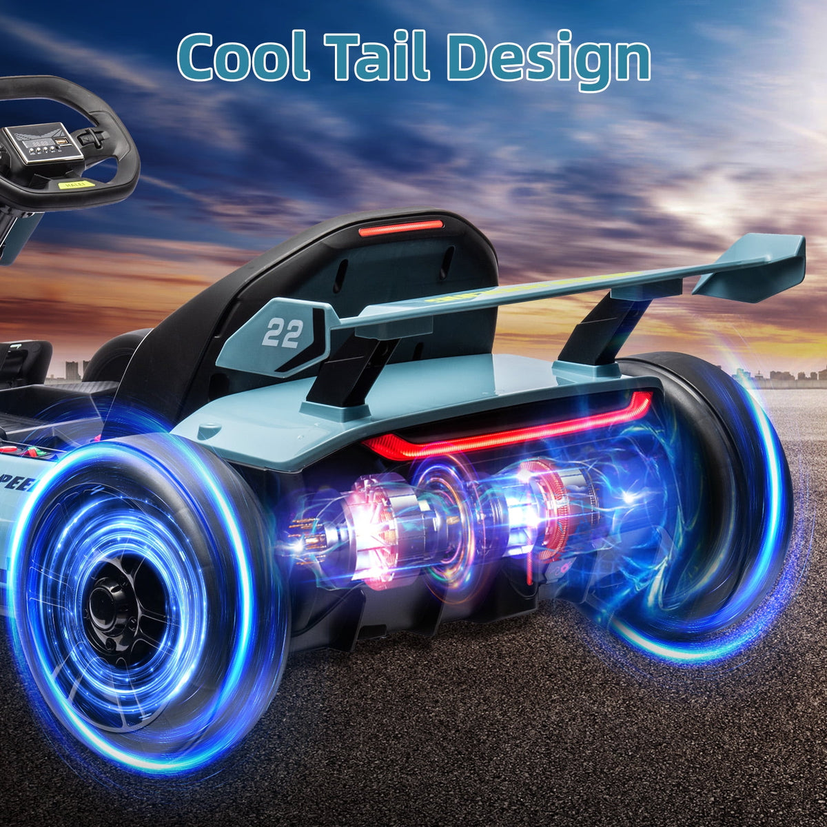24V Kids Electric Go Kart, 300W Drift Ride-On Car with Dual 150W Motors - Adjustable Seat, 4 Speed Modes, 8.5mph Max, LED Lights, Music & Horn, Safety Belt, Outdoor Racing Toy - Red
