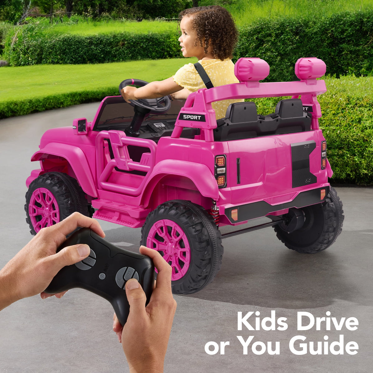 Best Choice Products Kids 24V 2-Seater Electric Ride-On Car Truck w/ Parent Control, Bluetooth, LED Lights - Red