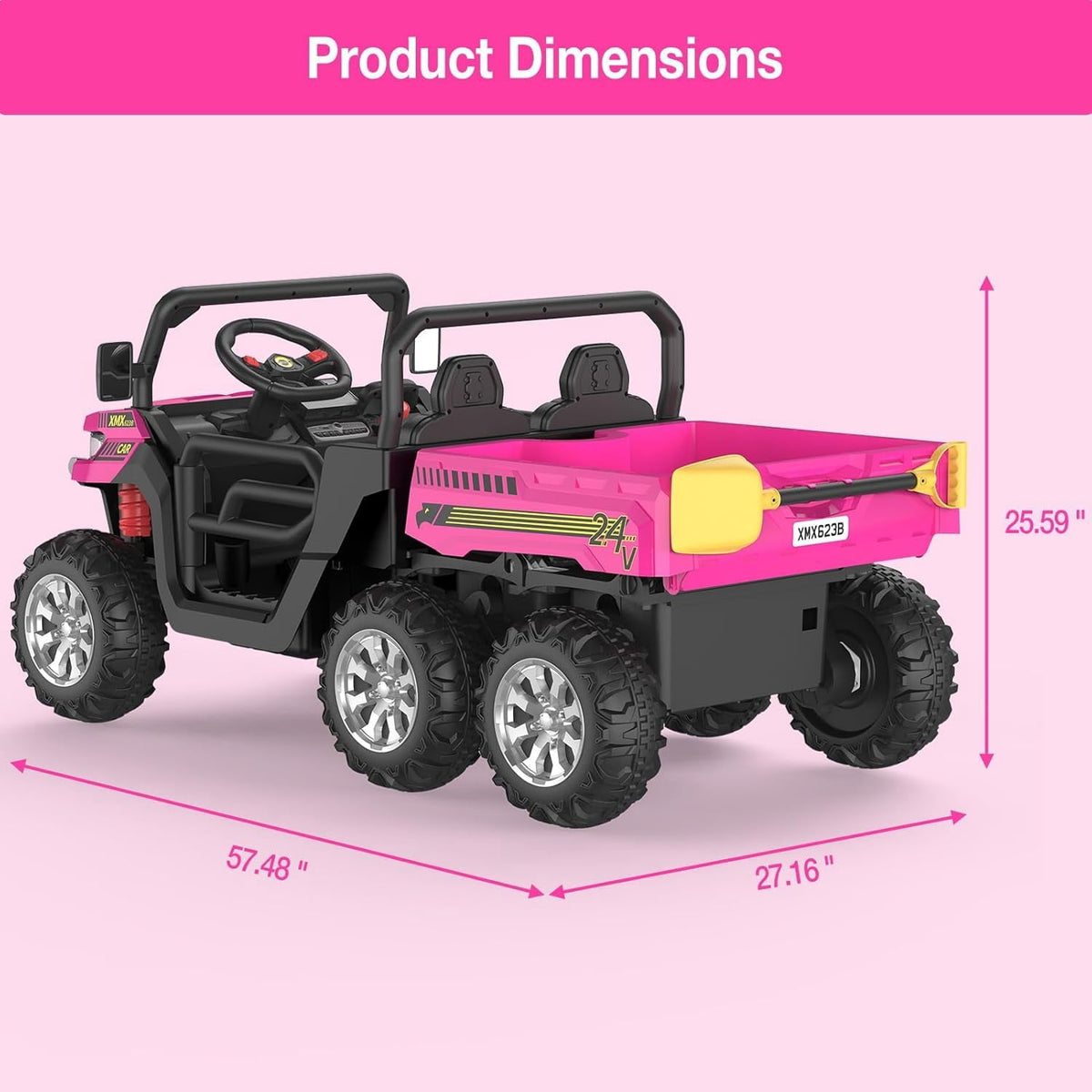 Ride On Dump Truck for Kids Ride On Car with Remote Control Electric UTV Vehicles with Electric Dump Bed, 4WD Power Ride-on 6 Wheels Ride On Toys for Boys Girls