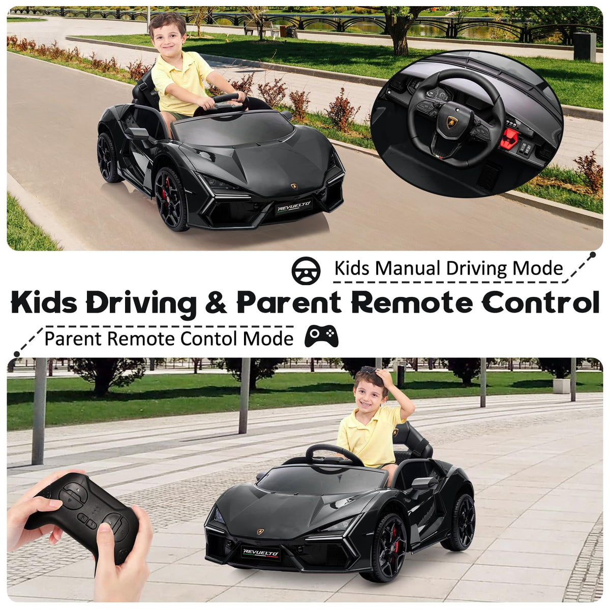 Towallmark 12V Ride On Car for Kids, Licensed Lamborghini Revuelto Electric Vehicle, Battery Powered Sports Car Toy for Boys & Girls,Kids Christmas Gifts