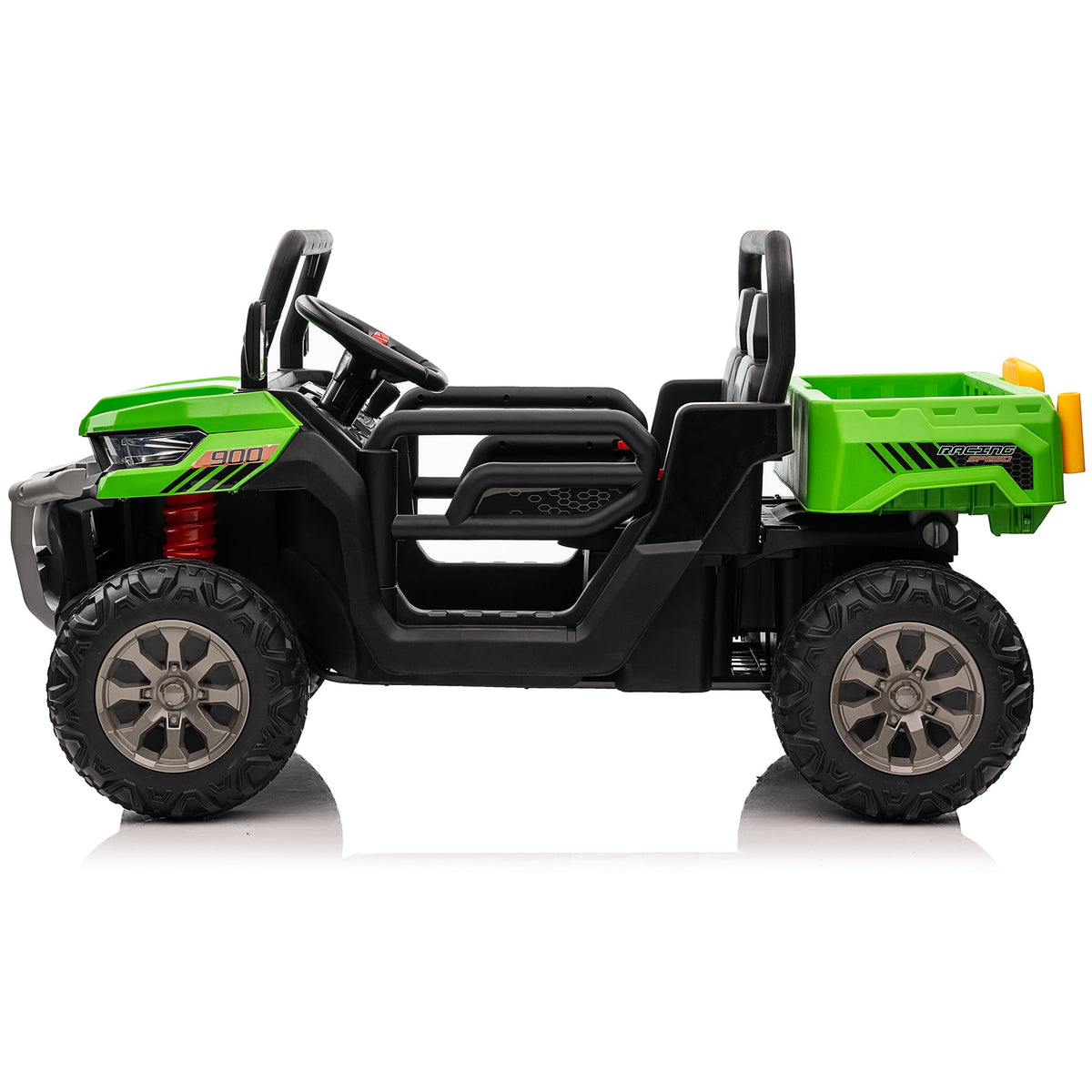 24V Ride on Dump Truck with Remote Control, 4WD Electric Car for Big Kids, 2 Seater 4*200W Motor Ride on Toy, Shovel, Music, Kids Gift, Black