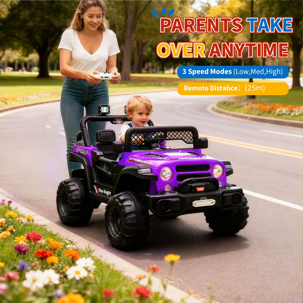 12V Kids Ride-On Truck – Dual 550W Motors, Remote Control, 3-Speed up to 6MPH, Spring Suspension, LED Lights, Music, Safety Belt, Storage – Electric Toy Car for Kids Ages 2-8 – Rose Red