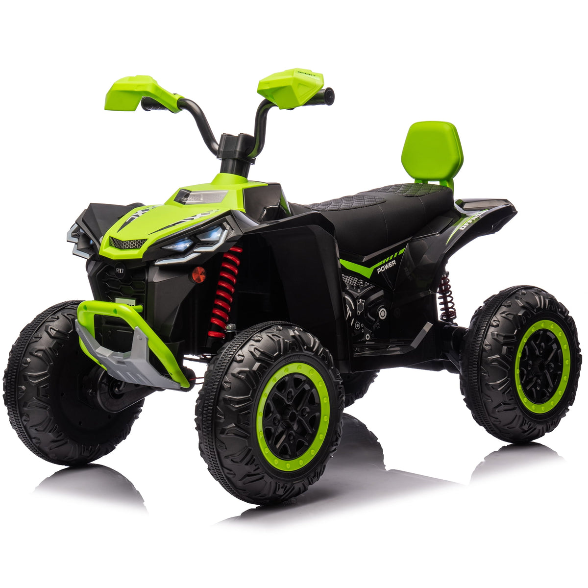 24V 2 Seater 4WD Ride on Toys ATV for Kids 4*200W 4-Wheeler Quad w/ MP3 LED Lights Music, Green