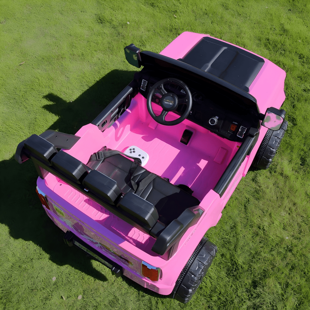Farmdex 24V Ride on Toys with Remote Control, 2 XL Seater Electric Truck Car for Kids w/ 22'' Large Seat, 4WD/2WD Switchable, Powered Ride on Cars w/ Bluetooth, LED Lights, 3 Speeds, 4 x 200W, Pink