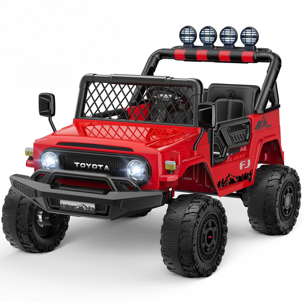 Officially Licensed Toyota FJ Ride On Toys 24V 800W, 4WD Kids Power Car Wheels for Boys Girls, 2 Seater Electric Car with Remote Control, 4 Motors, Music, LED Lights, Green