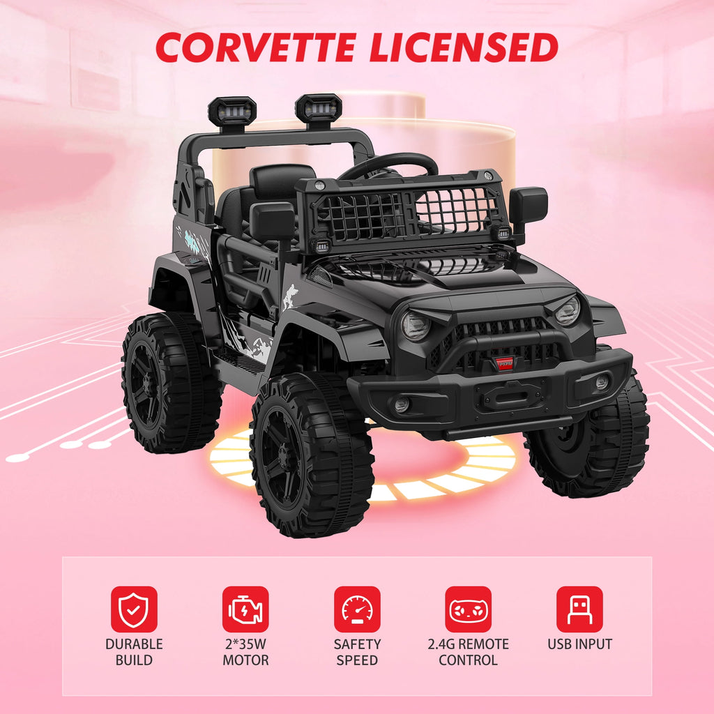 12V Kids Electric Ride-On Truck – Parental Remote Control, Seasonal Suspension, LED Lights, Wireless Connection, 2 Speeds, Standard Test Method Certified, Off-Road Toy Car