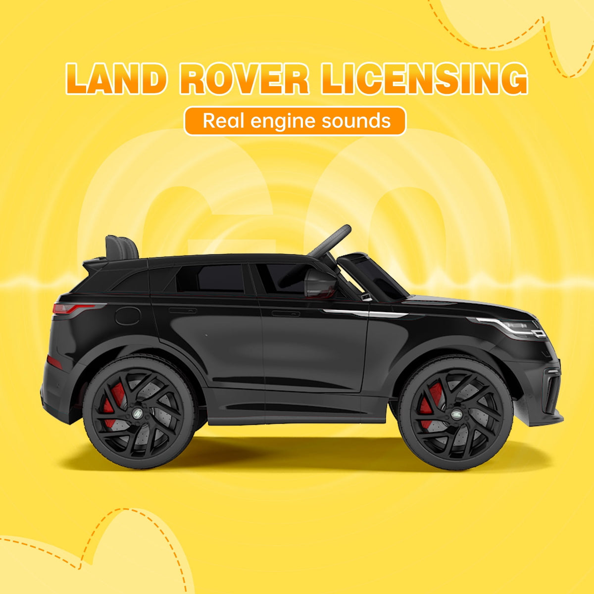 Licensed Land Rover 12V Kids Ride-On Electric Car – Remote Control, MP3, Rocking Mode, Pull Rod, Battery Powered Vehicle for Ages 4-8 – Toy Gift for Boys & Girls, Black