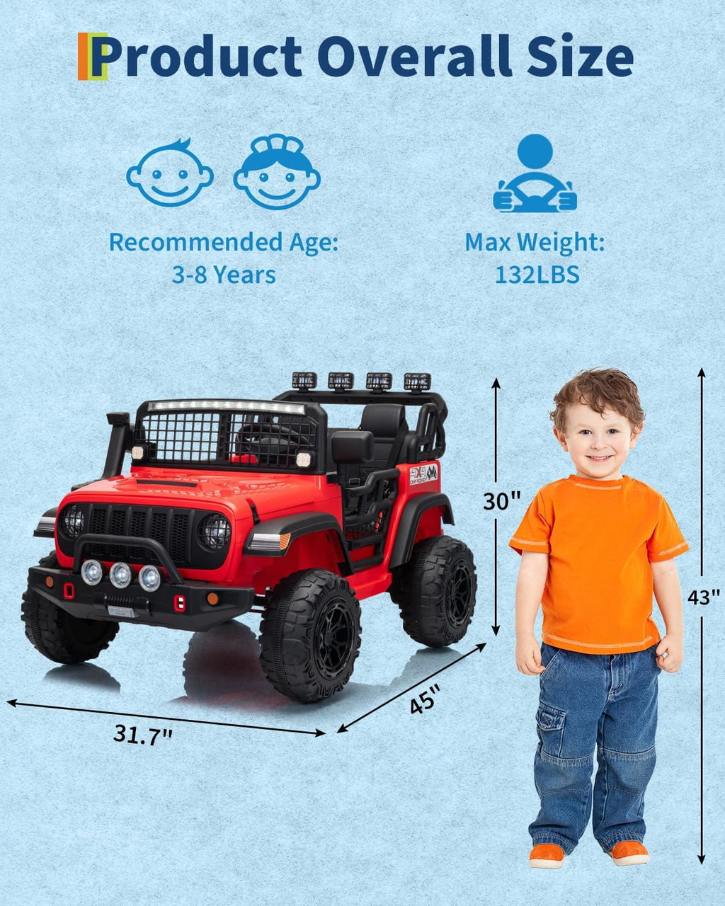 24V 2-Seater Electric Ride-On Car, 2x200W Motors, Parent Remote Control, 4-Wheel Shock Absorbers, 1.8-4 MPH, Bluetooth, LED Lights, 132 Lbs