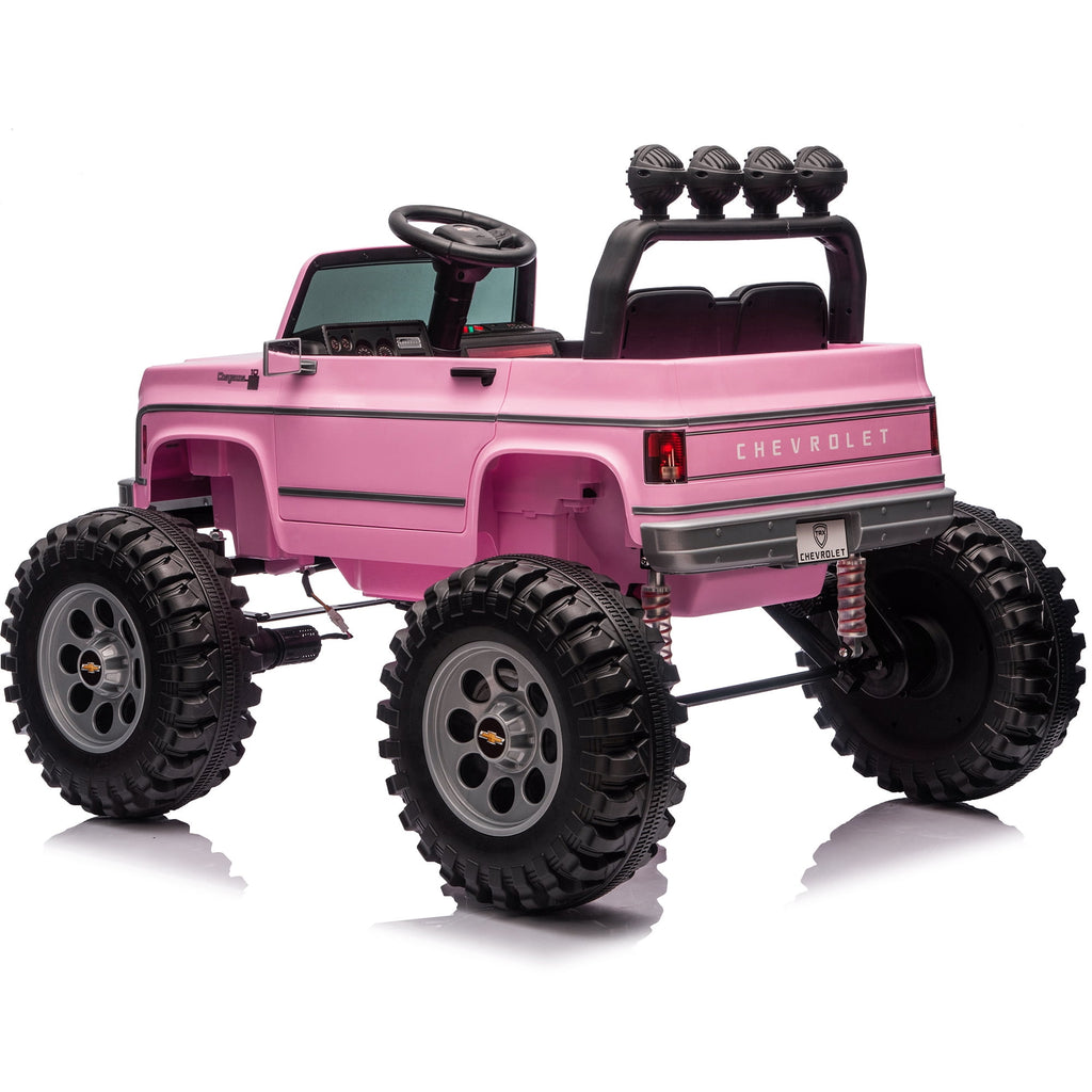 Sunnyfree 4WD Chevrolet Cheyenne 24 Volt Ride on Toys, 2 Seater Power Truck Wheels with Remote, Bluetooth, USB, LED Lights, Blue