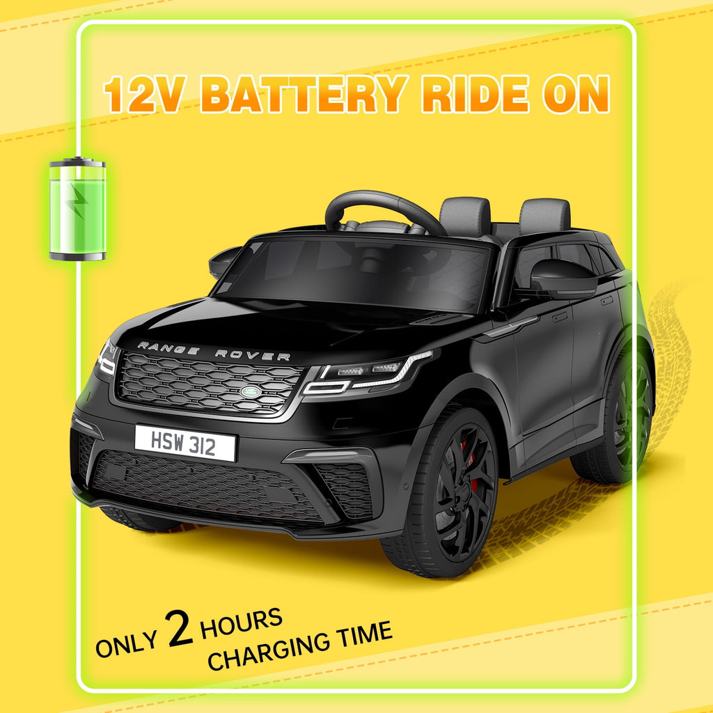 Licensed Land Rover 12V Kids Ride-On Electric Car – Remote Control, MP3, Rocking Mode, Pull Rod, Battery Powered Vehicle for Ages 4-8 – Toy Gift for Boys & Girls, Black