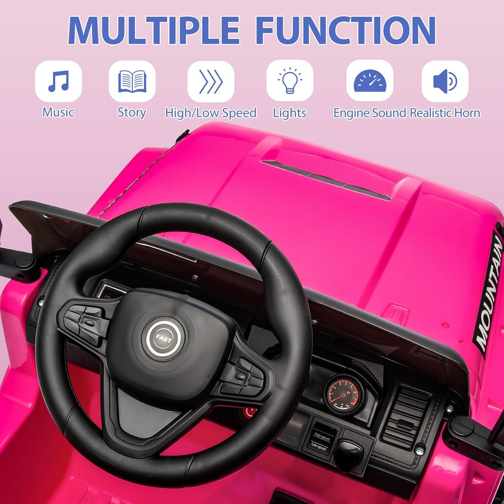 12V Ride-On Electric Car with Parent Remote Control, Dual 35W Motors, 3 Speeds, Spring Suspension, LED Lights, Music, Horn, 66 lbs