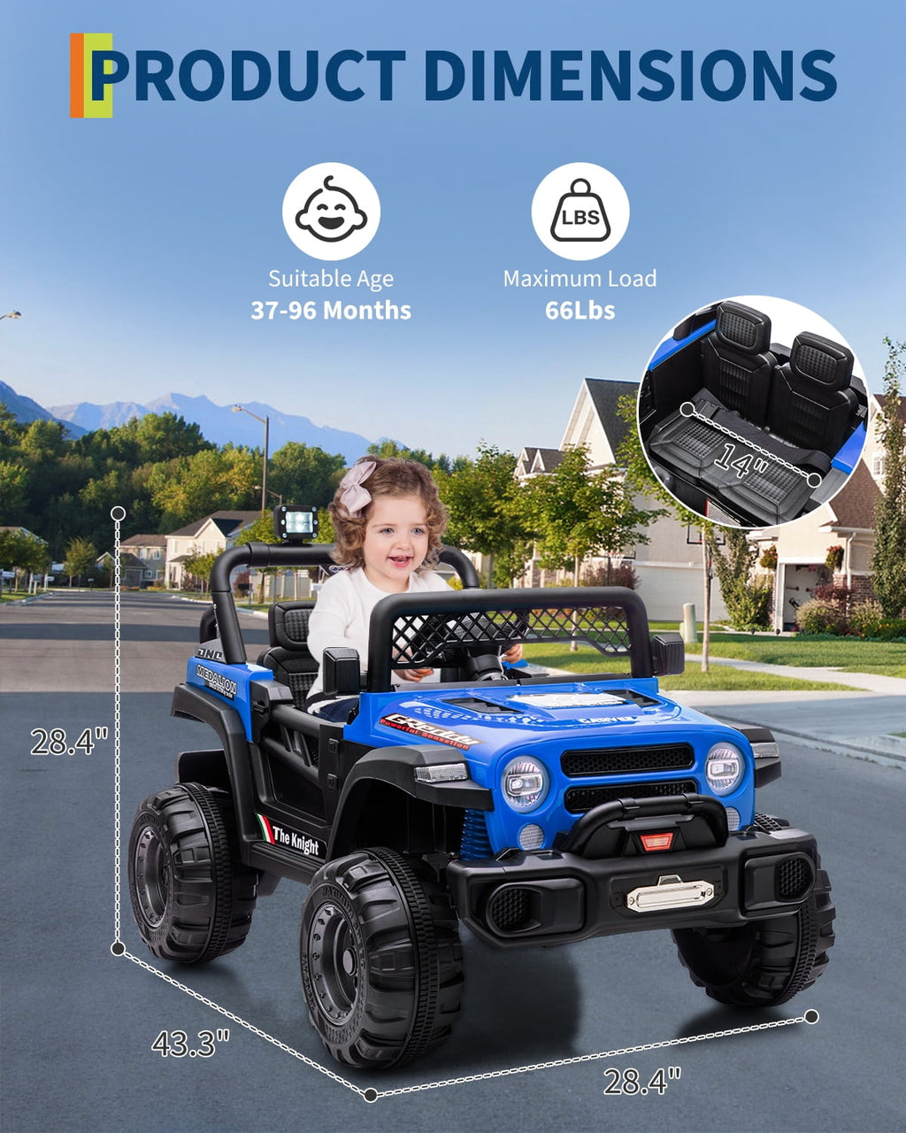 12V Kids Ride-On Truck – Dual 550W Motors, Remote Control, 3-Speed up to 6MPH, Spring Suspension, LED Lights, Music, Safety Belt, Storage – Electric Toy Car for Kids Ages 2-8 – Black
