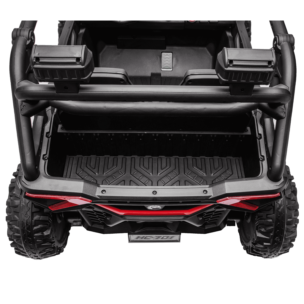 Zukpow 24V Ride Ons for Kids, 2 Seater Electric Car with Remote Control, 4x200W Motors, Power Car Wheels Ride on Toys UTV with Bluetooth Music, USB, Slow Start, LED Lights, Rear Storage Box, Black