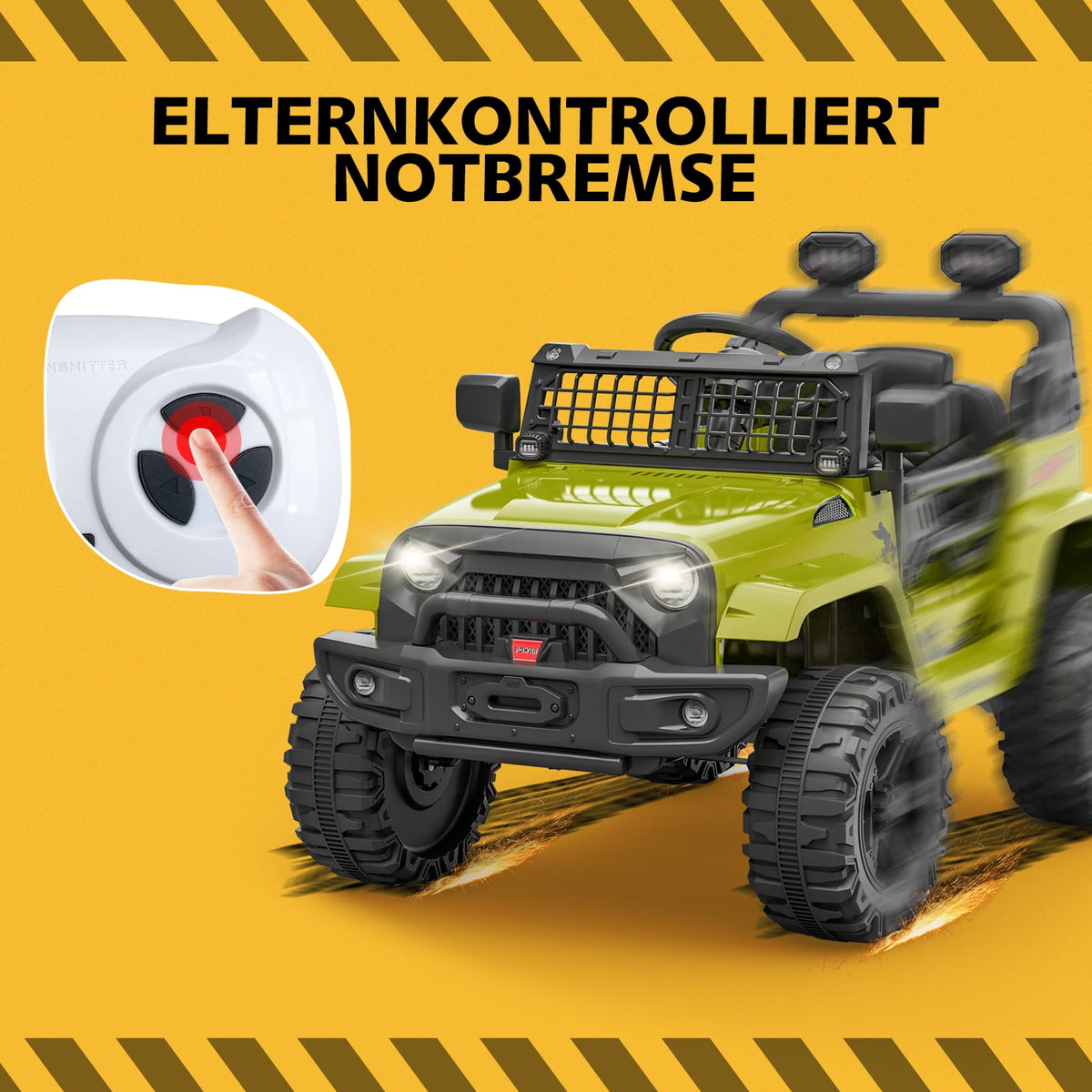 12V Kids Electric Ride-On Truck – Parental Remote Control, Seasonal Suspension, LED Lights, Wireless Connection, 2 Speeds, Standard Test Method Certified, Off-Road Toy Car
