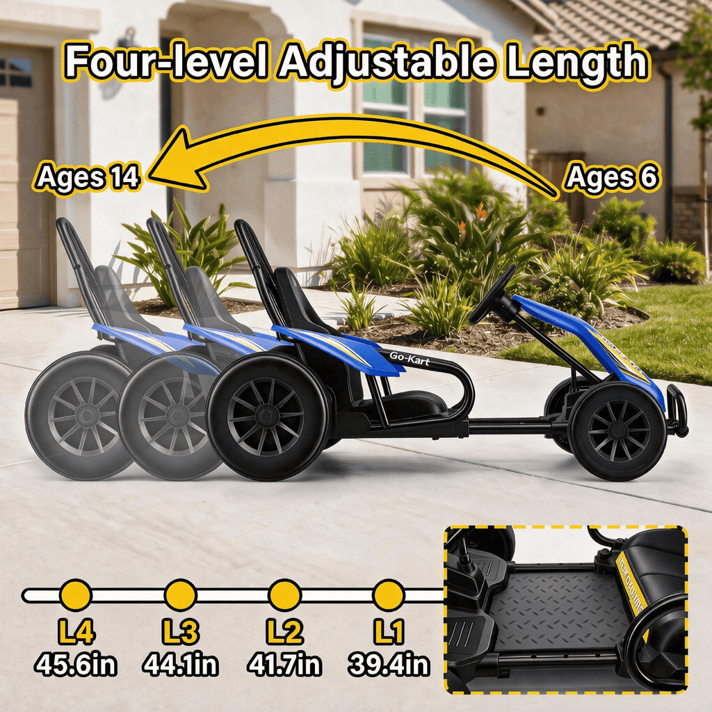 VIBESPARK Drift Go Kart, 24V 10AH Electric Go Kart for Kids Ages 6-14, 360° Drift Mode, Ride On Car with Backrest & Adjustable Seat, 300W Dual Motors, Max Speed 7.5mph/h, Blue