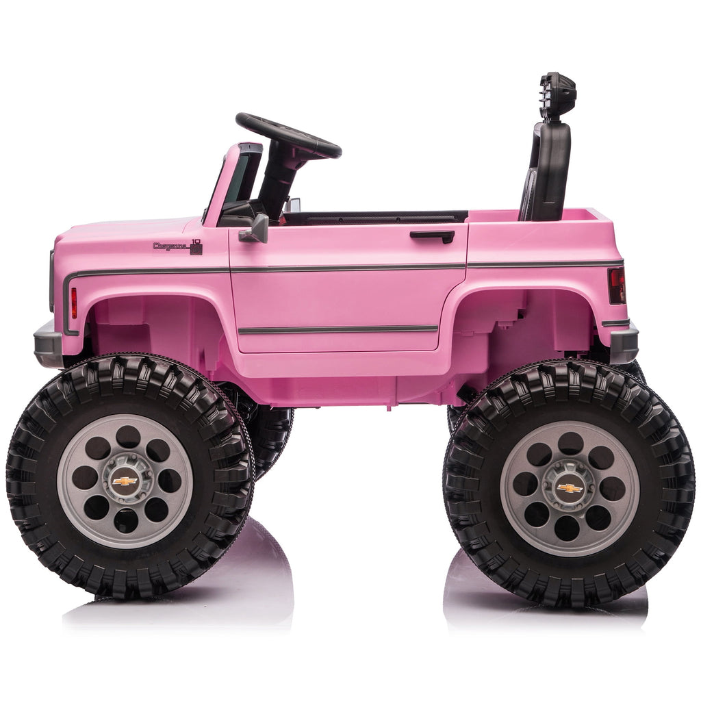 Sunnyfree 4WD Chevrolet Cheyenne 24 Volt Ride on Toys, 2 Seater Power Truck Wheels with Remote, Bluetooth, USB, LED Lights, Blue