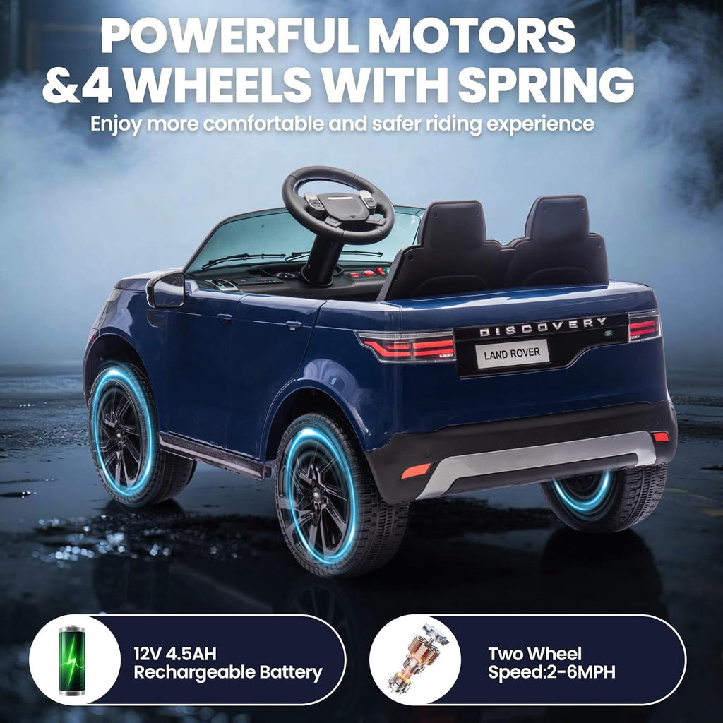 12V Licensed Land Rover 2-Seater Ride On Vehicle with Parent Remote Control, Double Doors, LED Lights, Manual Driving, Rechargeable Battery Powered Electric Ride On Car,Dark blue
