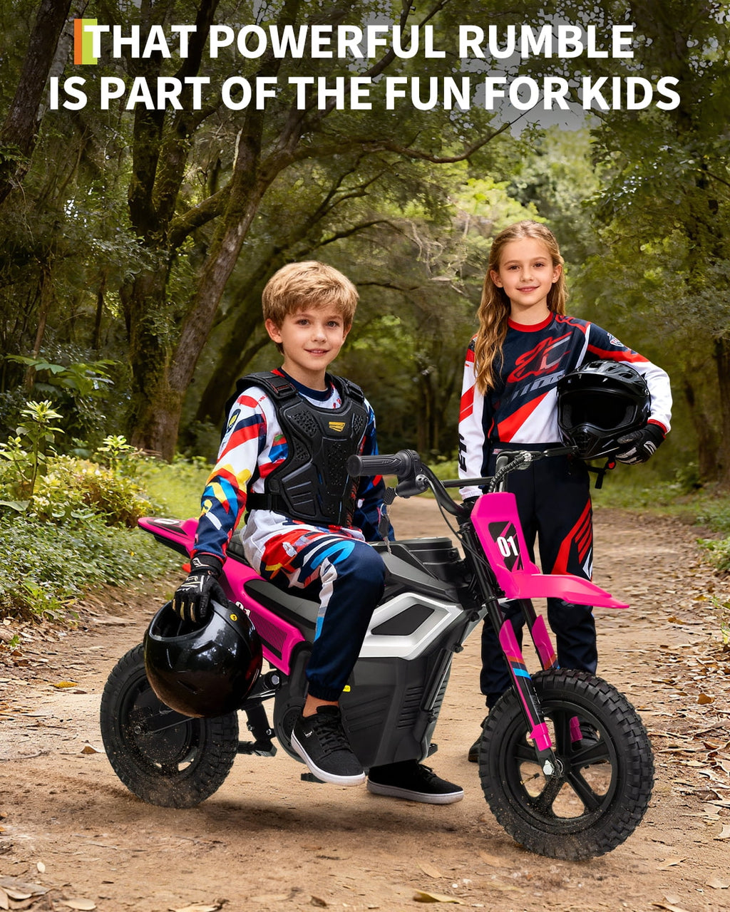 24V Kids Electric Dirt Bike, 350W Battery Powered Motorcycle with 12 Inch Fat Tires Rear Suspension Twist Throttle for Teens