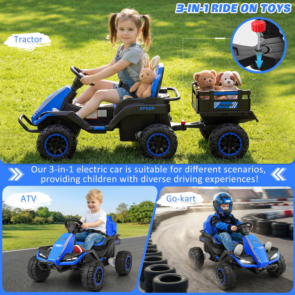 Farmdex 24 Volt Ride on Toys with Remote Control, 7AH Battery Ride on Cars, 4 Wheeler Quad ATV, Electric Car for Kids w/ Bluetooth, Music, Battery Display, LED Light Control, 5 MPH, Red