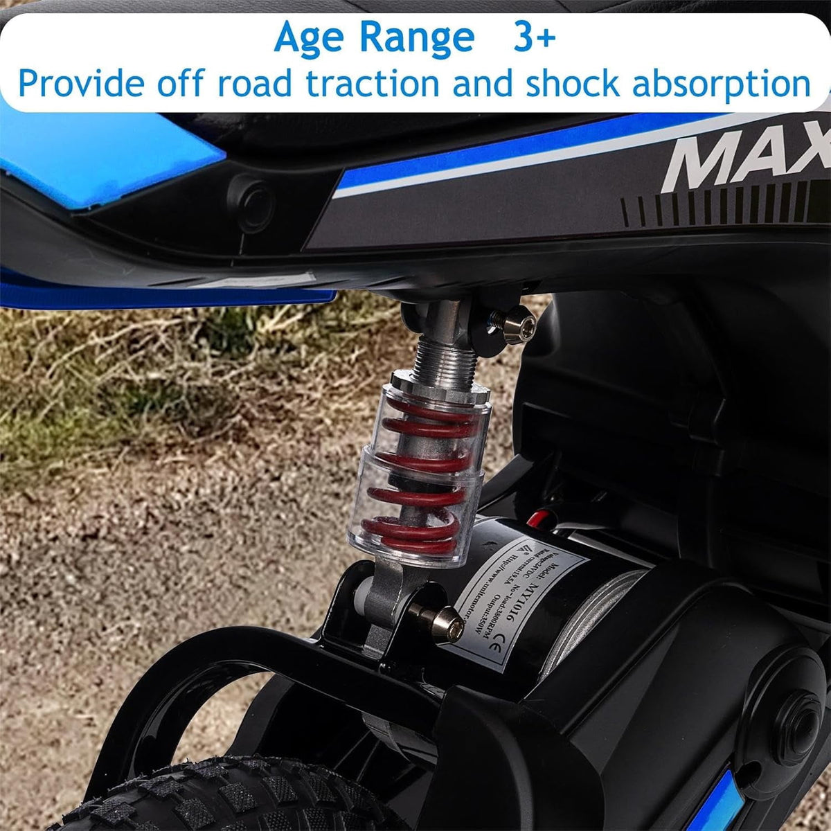 24V Electric Dirt Bike, 3-Speed Off-Road Motorcycle up to 14.29 MPH, Dual Suspension, Hydraulic Front Fork, Steel Frame, 135 lbs Capacity