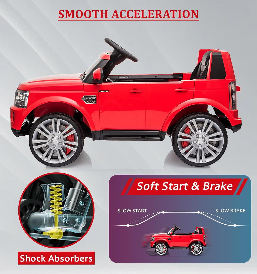 12V Licensed Land Rover Ride-On Car, 2x25W Motors, 4.5Ah Battery, 3 Speeds up to 4.5 MPH, Parent Remote, Spring Suspension, LED Lights