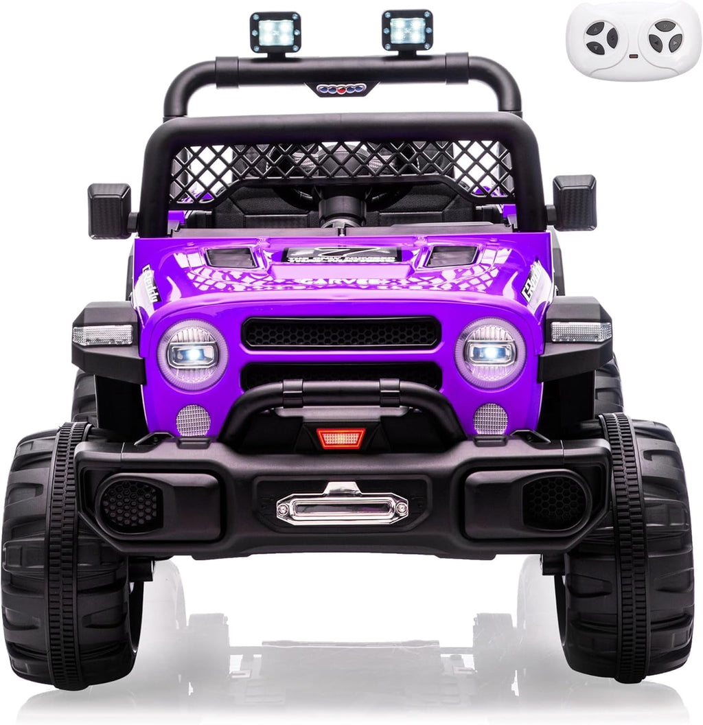 12V Electric Ride-On Truck, 4-Wheel Ride-On Car with Remote Control, 12V 7Ah Battery, Spring Suspension, LED Lights, Music, 66 Lbs