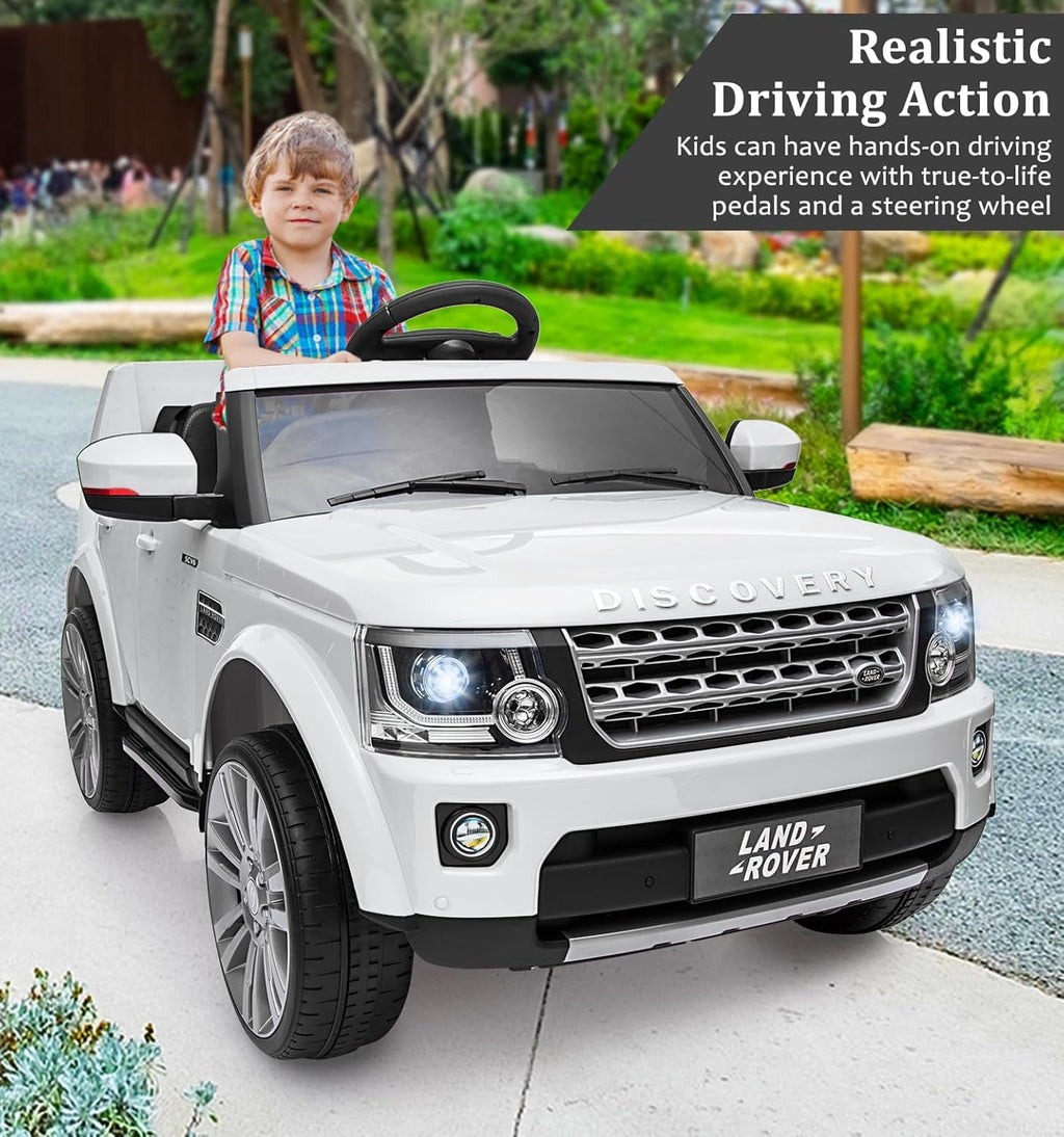 12V Licensed Land Rover Ride-On Car, 2x25W Motors, 4.5Ah Battery, 3 Speeds up to 4.5 MPH, Parent Remote, Spring Suspension, LED Lights
