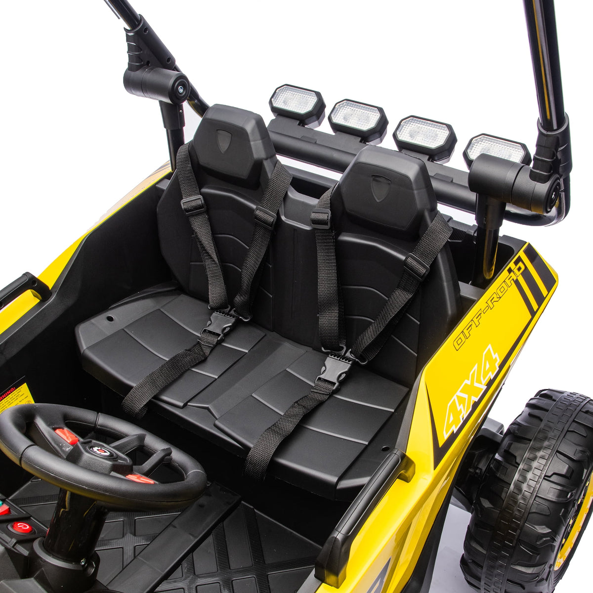 Sunnyfree 24V Ride on Toys 2 Seater UTV for Kids, 4WD 800W Electric Car with Parent Remote Control, LED Lights, Bluetooth Music, Roll Cage, Black