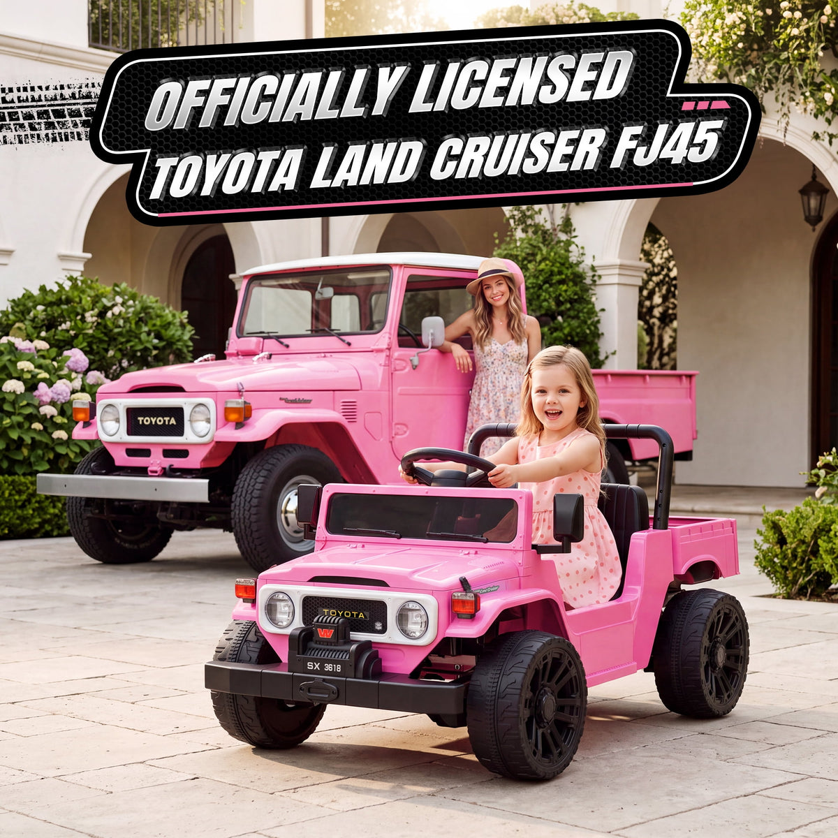 24V Ride On Dump Truck for Kids, Licensed Toyota Land Cruiser FJ45 Power Car Wheels Ride On Toy with Electric Dump Bed, Parent Remote Control, Music, LED Lights, Birthday Gift for Kids Ages 3-6, Blue