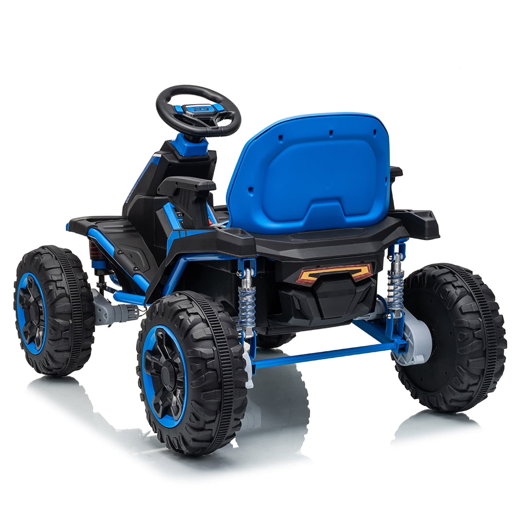 VIBESPARK 36V Ride on Toys for Big Kids Ages 6-12, 600W Ride on Cars up to 5.9 mph, Powerful 4 Wheeler Quad, Ride on ATV W/ Adjustable Seat, Ball-bearing Design, Power Display, Light Control, Blue