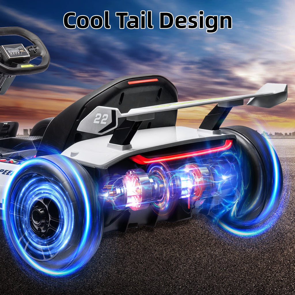 24V Kids Electric Go Kart, 300W Drift Ride-On Car with Dual 150W Motors - Adjustable Seat, 4 Speed Modes, 8.5mph Max, LED Lights, Music & Horn, Safety Belt, Outdoor Racing Toy - Red