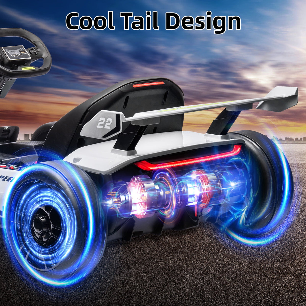 24V Kids Electric Go Kart, 300W Drift Ride-On Car with Dual 150W Motors - Adjustable Seat, 4 Speed Modes, 8.5mph Max, LED Lights, Music & Horn, Safety Belt, Outdoor Racing Toy - Red