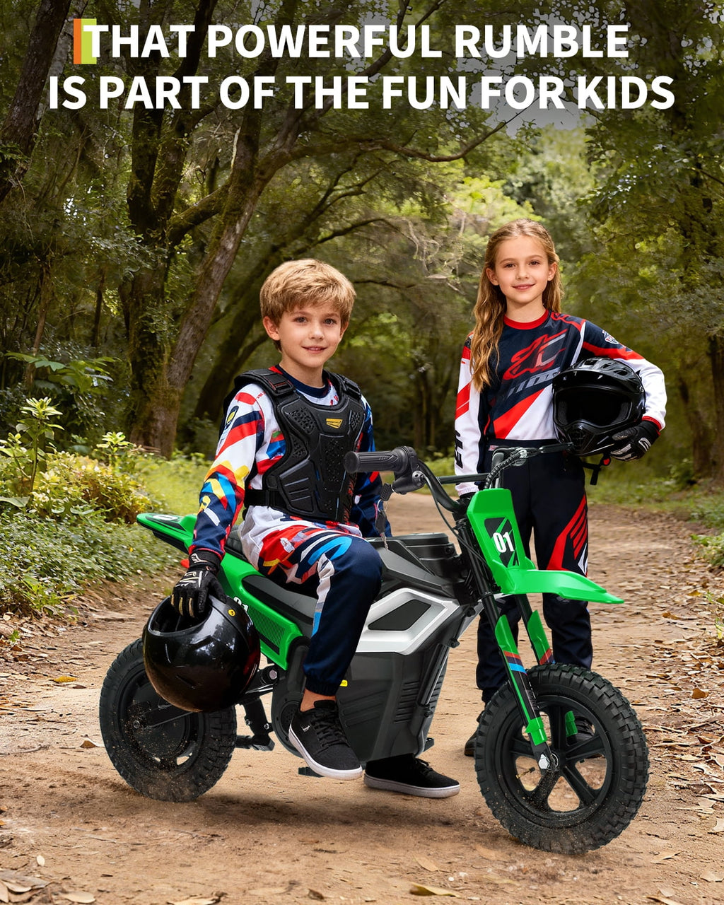 24V Kids Electric Dirt Bike, 350W Battery Powered Motorcycle with 12 Inch Fat Tires Rear Suspension Twist Throttle for Teens