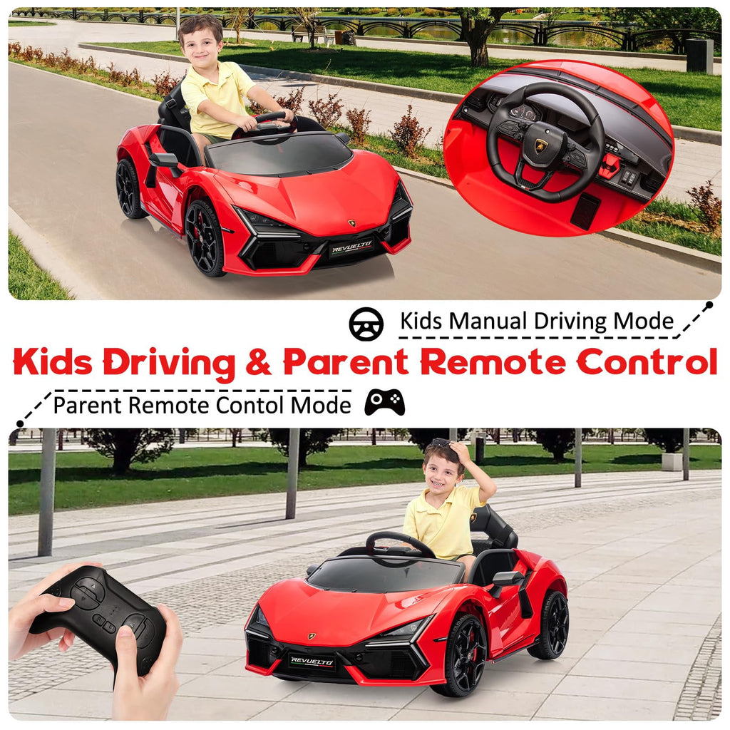 Towallmark 12V Ride On Car for Kids, Licensed Lamborghini Revuelto Electric Vehicle, Battery Powered Sports Car Toy for Boys & Girls,Kids Christmas Gifts