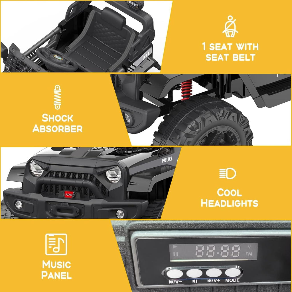 12V Electric Ride‑On SUV, 2.4G Wireless Remote Control, 2‑Speed Settings, Spring Suspension, Multifunctional Dashboard, Lockable Doors, LED Headlights, Adjustable Safety Harness