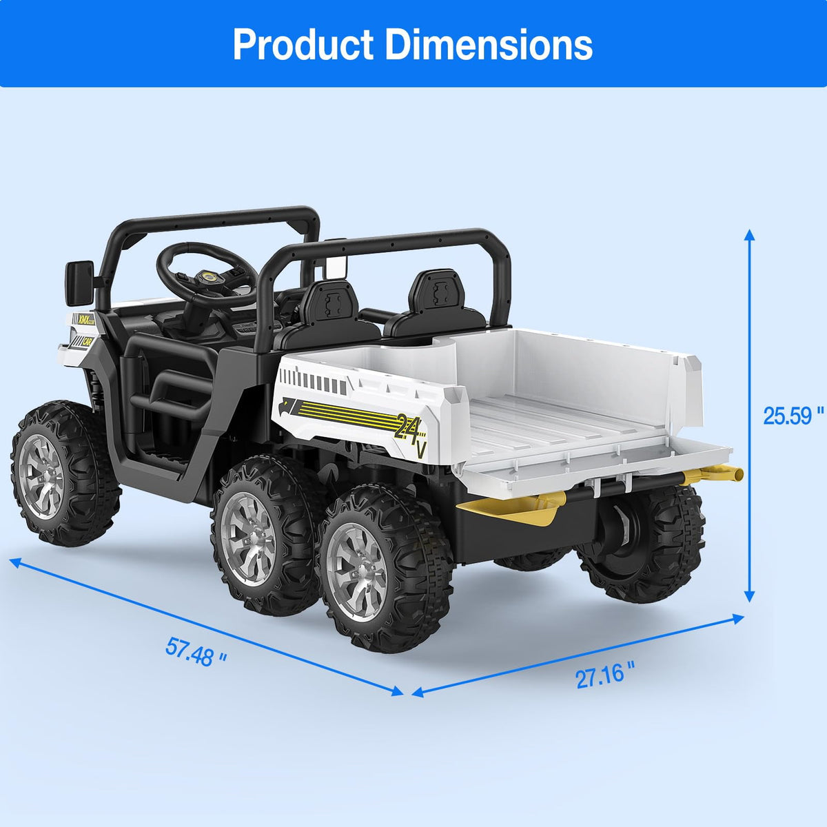 Ride On Dump Truck for Kids Ride On Car with Remote Control Electric UTV Vehicles with Electric Dump Bed, 4WD Power Ride-on 6 Wheels Ride On Toys for Boys Girls