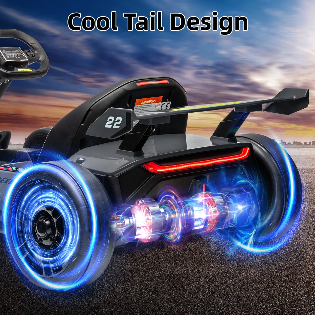 24V Kids Electric Go Kart, 300W Drift Ride-On Car with Dual 150W Motors - Adjustable Seat, 4 Speed Modes, 8.5mph Max, LED Lights, Music & Horn, Safety Belt, Outdoor Racing Toy - Red