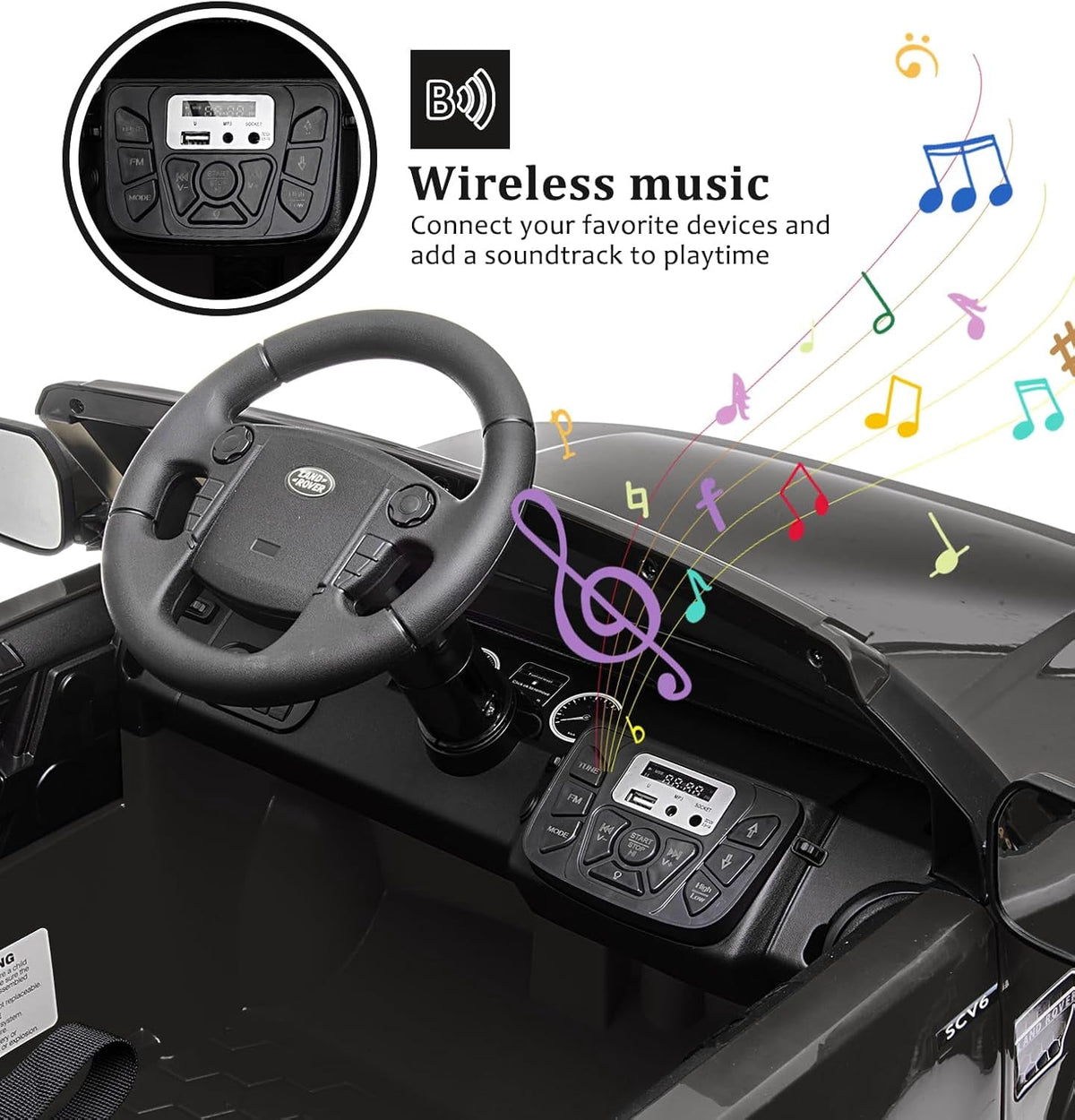 12V Licensed Land Rover Ride-On Car, 2x25W Motors, 4.5Ah Battery, 3 Speeds up to 4.5 MPH, Parent Remote, Spring Suspension, LED Lights