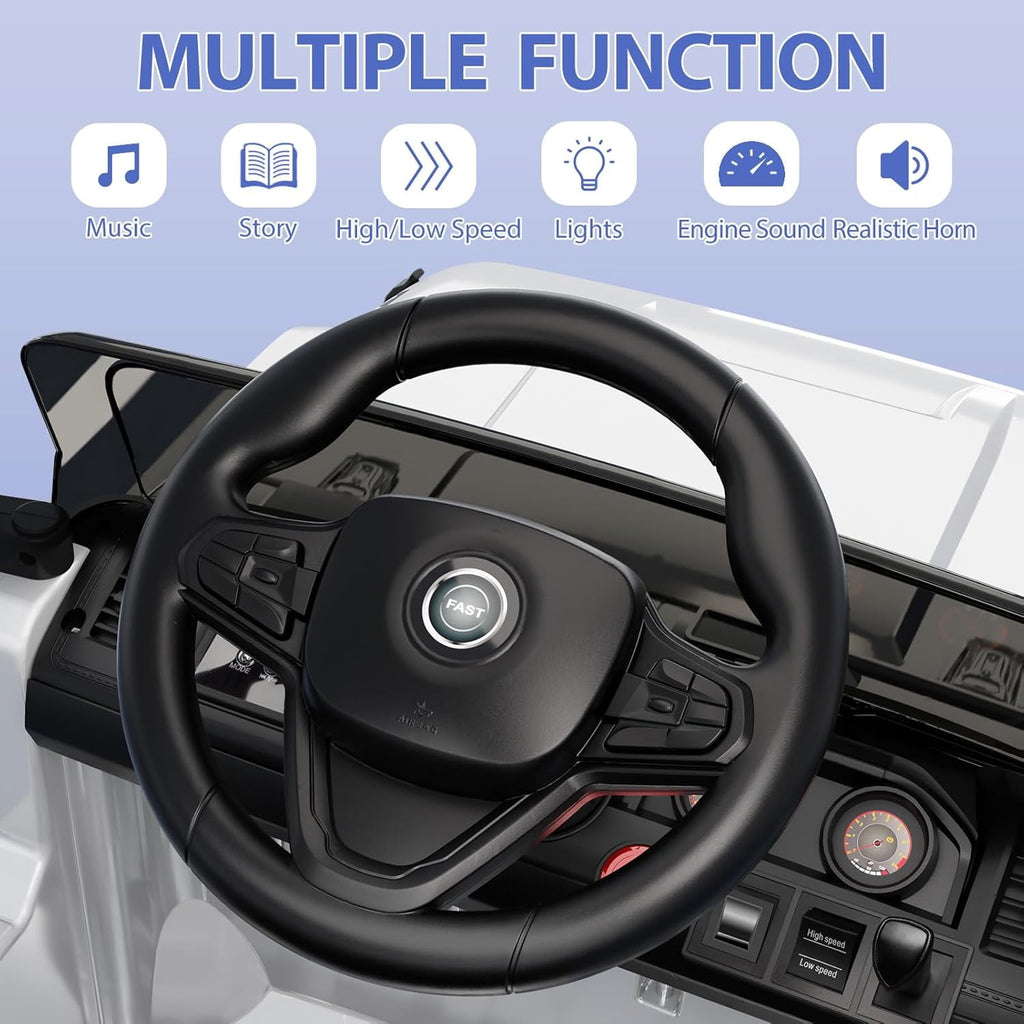 12V Ride-On Electric Car with Parent Remote Control, Dual 35W Motors, 3 Speeds, Spring Suspension, LED Lights, Music, Horn, 66 lbs