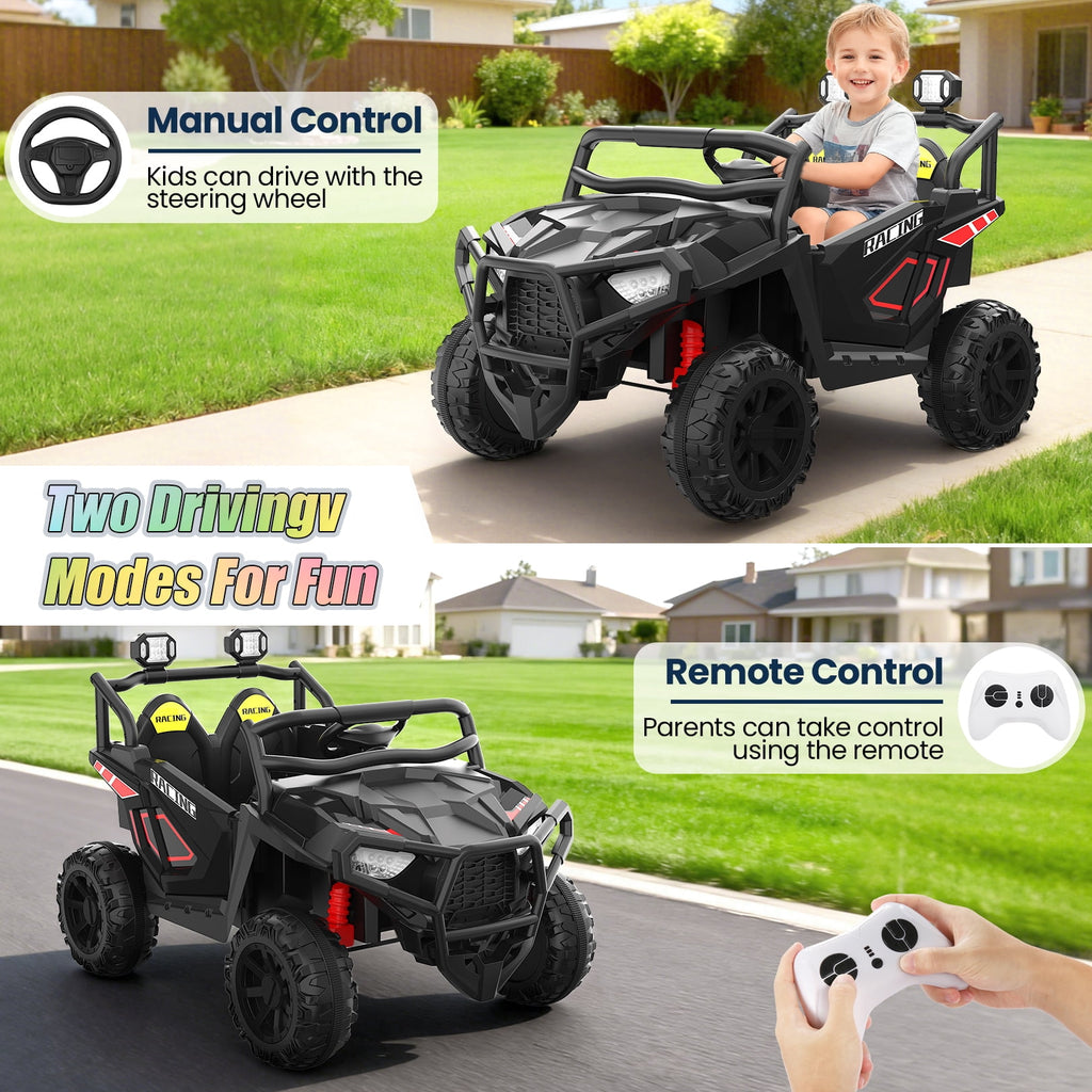 VIBESPARK 24 Volt 2 Seater Ride on Toys for Kids, Powered Ride on Cars with Remote Control, Electric UTV Car for 3-8 Boys Girls Gift w/ Bluetooth, LED Light, Music, Green
