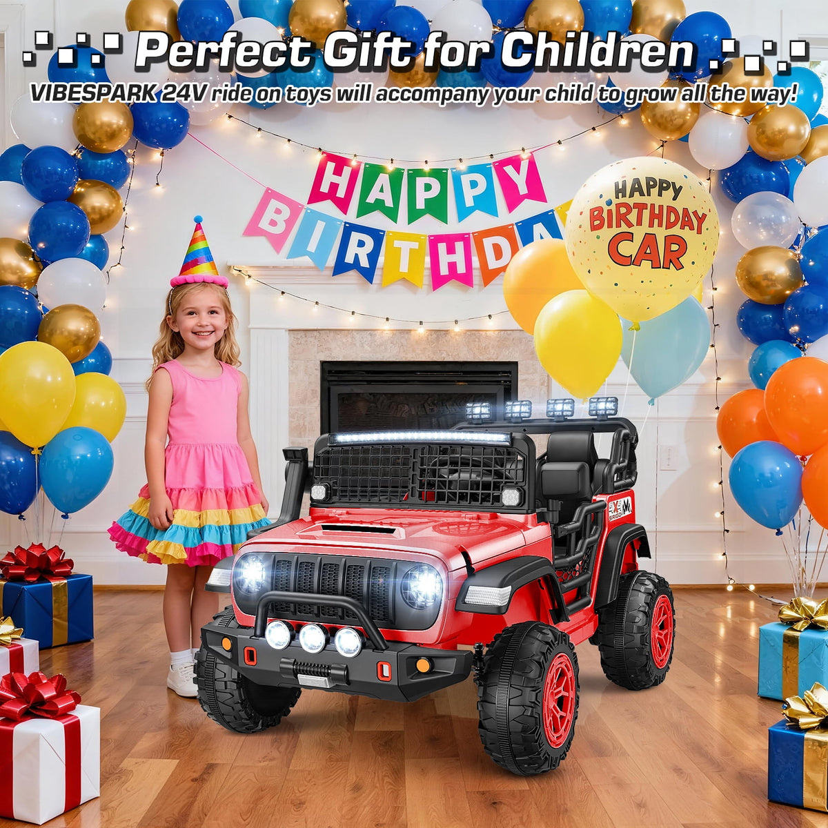 Funcid 24 Volt Ride on Toys, 2-Seater Electric Car, 400W Ride on Cars with Remote Control, Ride on Truck W/ Bluetooth, Music, Power Display, High/Low Speed, Light Control, Suspension, Pink