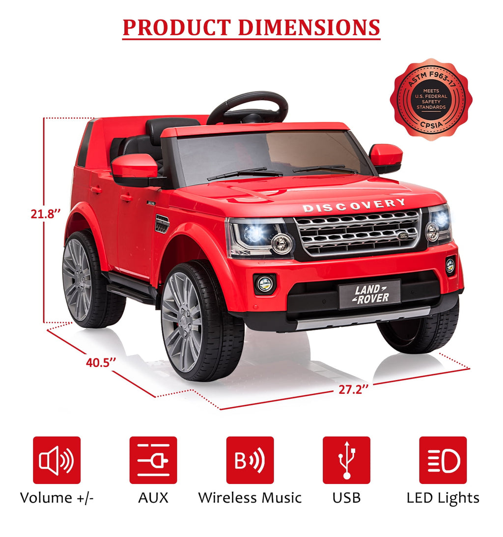 Licensed Land Rover 2-Seater 12V/24V Electric Ride-On Car for Kids Ages 3-8 - Remote Control, MP3, LED Lights, Adjustable Speeds, Shock Absorbers, Safety Seat Belts - Green