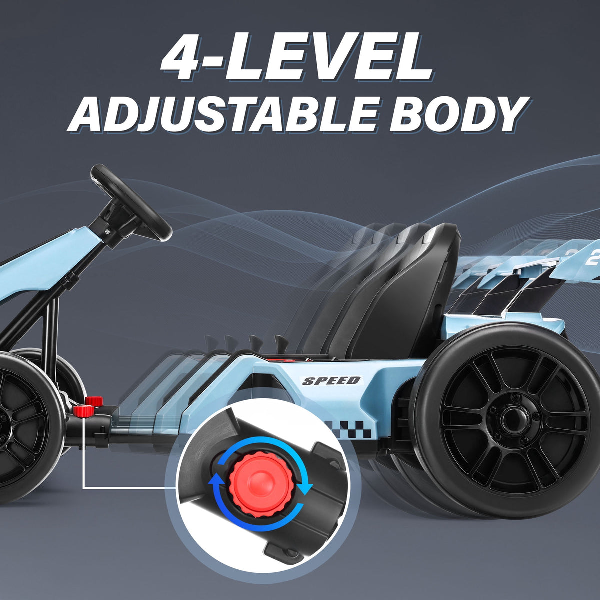 Funcid 24V 7AH Go Kart for Kids, 300W Powered Ride on Toys for 6+, Racing Go Kart with Drift/Sport Mode for Outdoor, Speed 4-8MPH, 110lbs Max Load