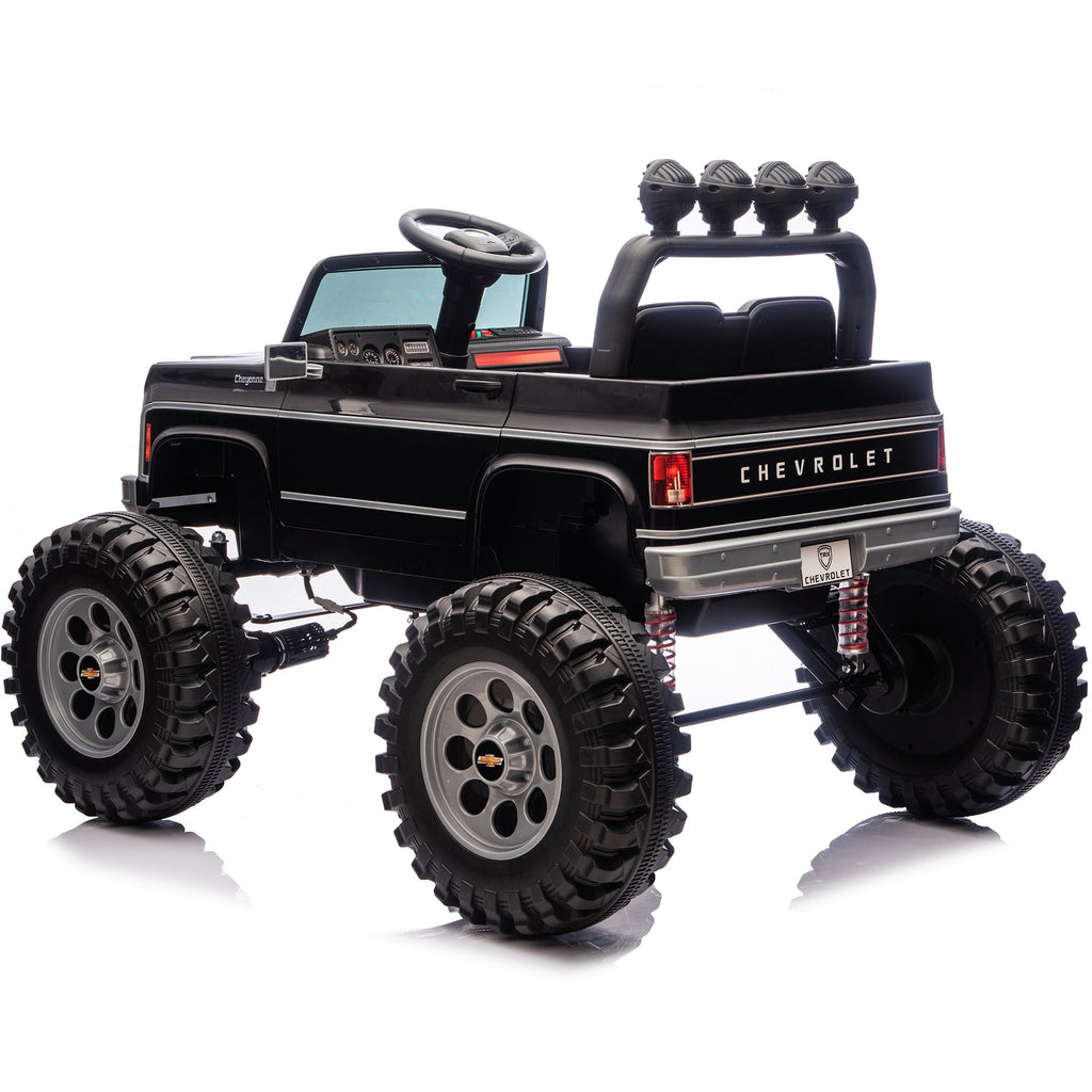Sunnyfree Upgraded 4WD Chevrolet Cheyenne 24 Volt Ride on Toys, Electric Car for Kids, Power Truck Wheels with Remote, Bluetooth, USB, LED Lights, Black