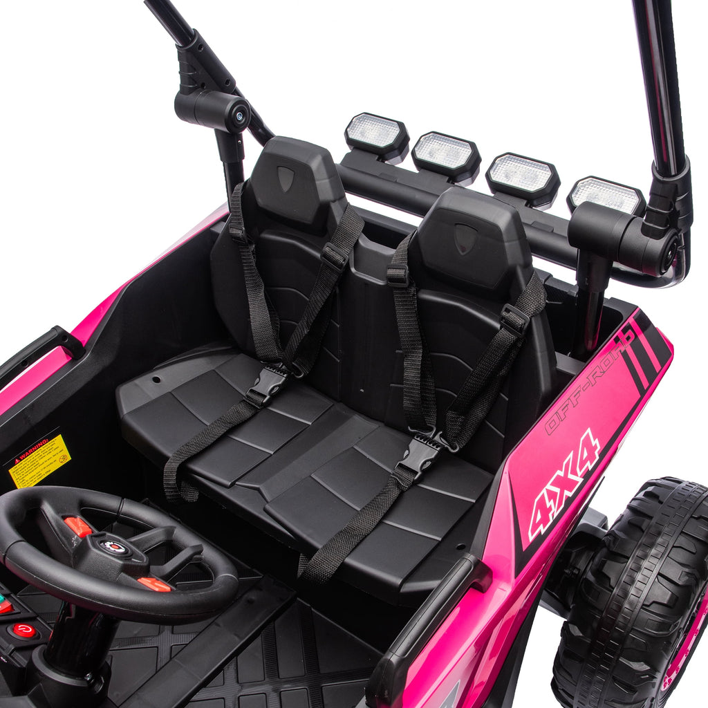 Sunnyfree 24V Ride on Toys 2 Seater UTV for Kids, 4WD 800W Electric Car with Parent Remote Control, LED Lights, Bluetooth Music, Roll Cage, Black